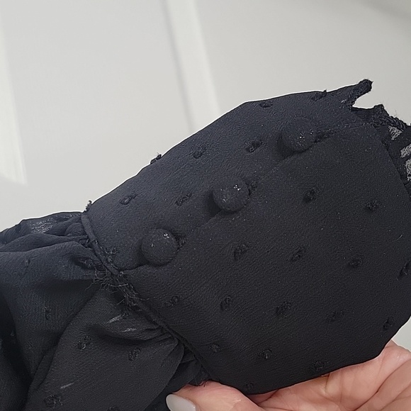 Anthropologie MABLE Label Black Swiss Dot Elegant Women's Bodysuit Sz Small - Picture 8 of 10